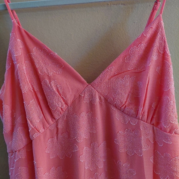 Wild Fable tiered ruffle coral- pink spaghetti strap mini dress cottagecore. M - Picture 5 of 11